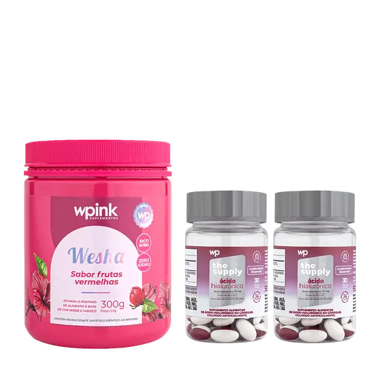 Kit WPink Wesha Chá Verde e Hibisco + 2 Ácidos Hialurônicos